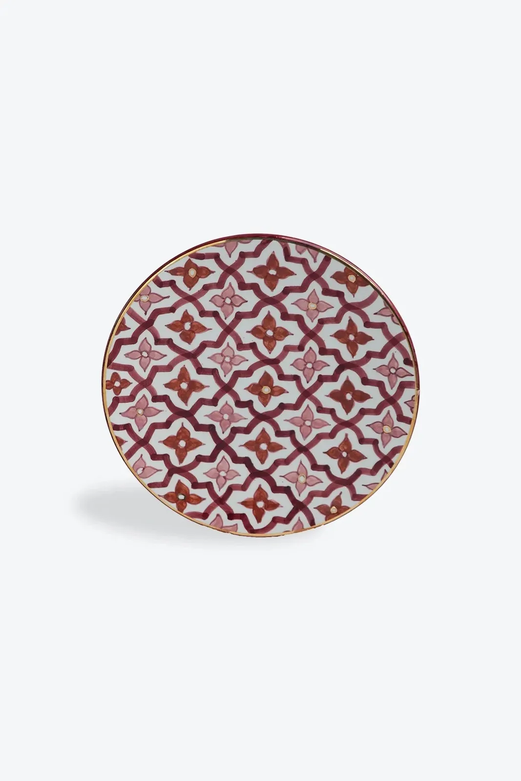 Assiette plate moyenne en céramique artisanale décorée à la main