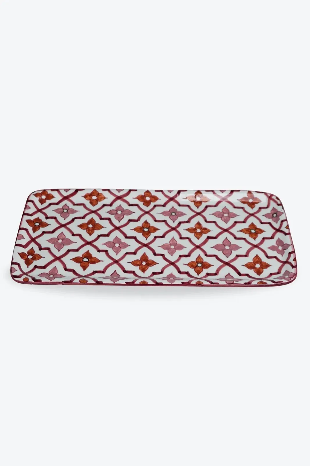 Plateau long rectangulaire en céramique avec décorations en or