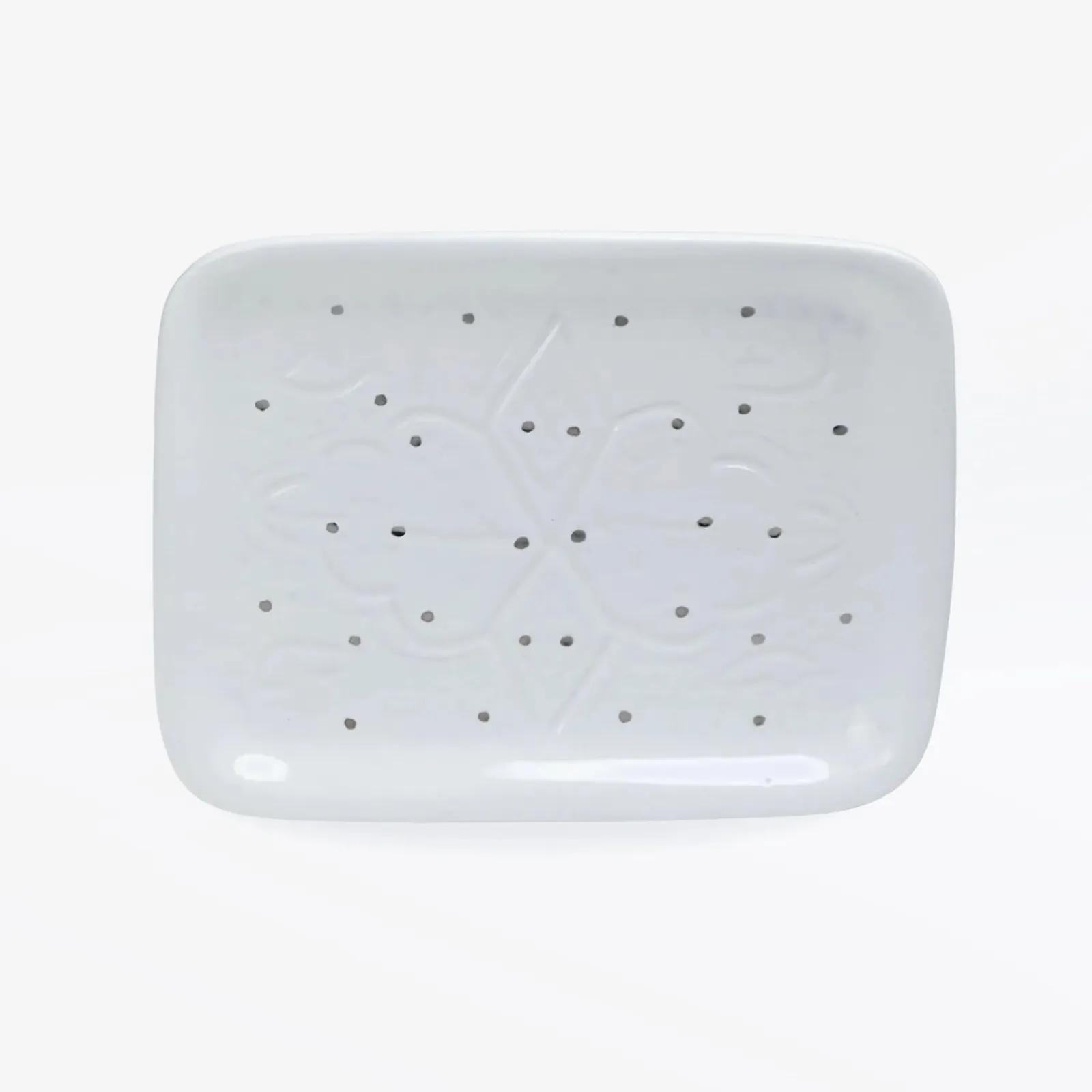 Plateau artisanal blanc avec motifs argentés, céramique marocaine