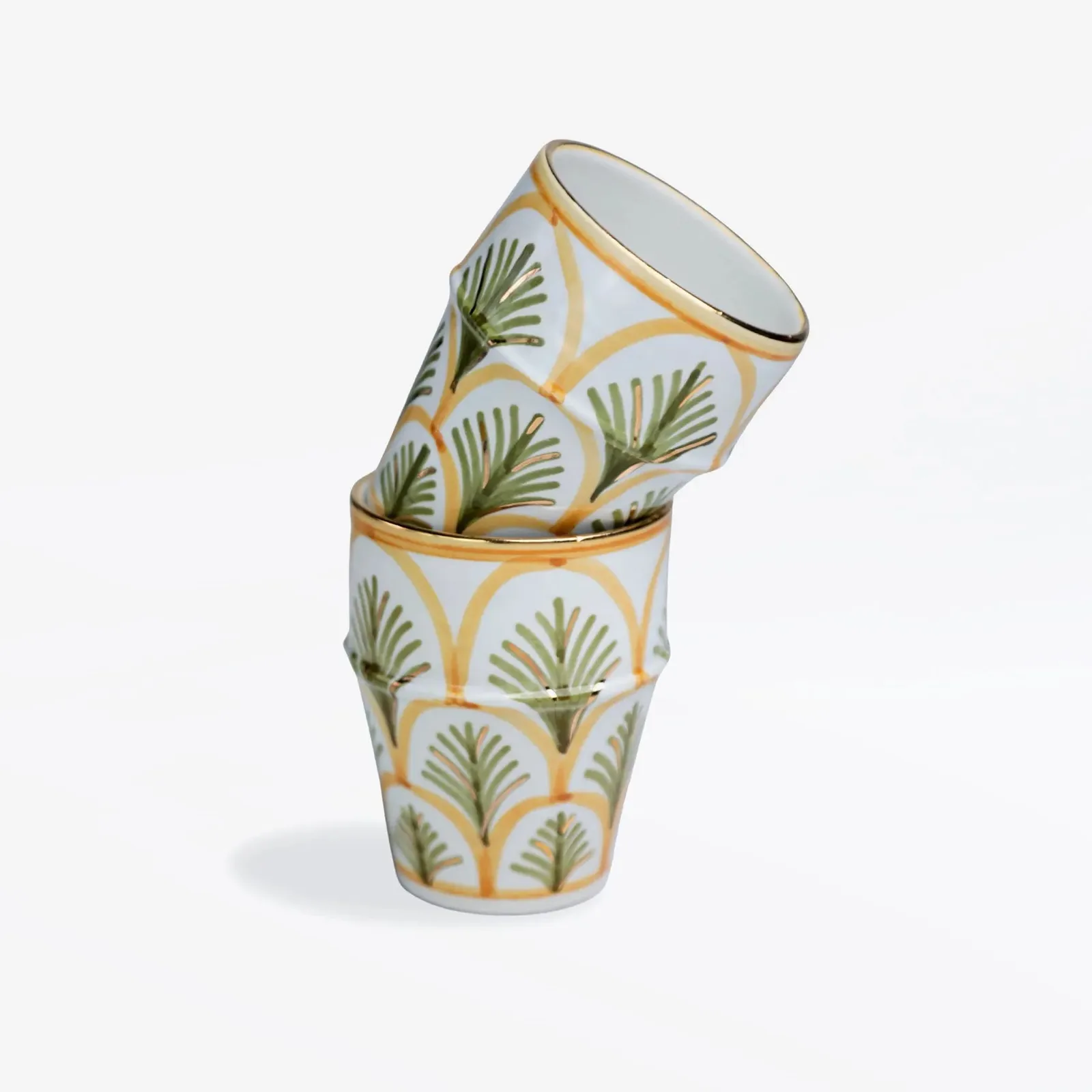 Tasse moyenne en céramique artisanale marocaine avec décorations en or 12 carats