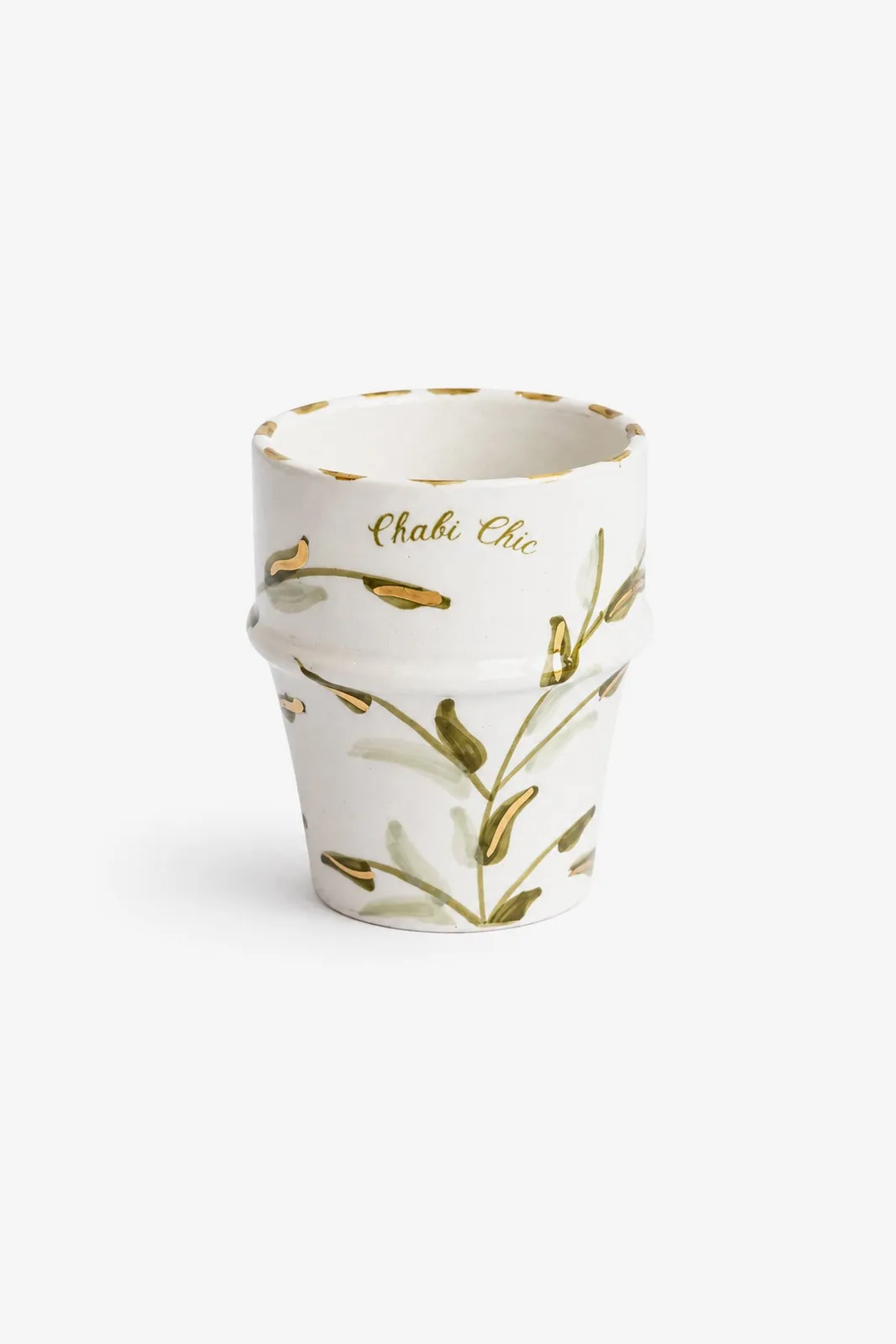 Tasse moyenne en céramique marocaine artisanale avec décor doré