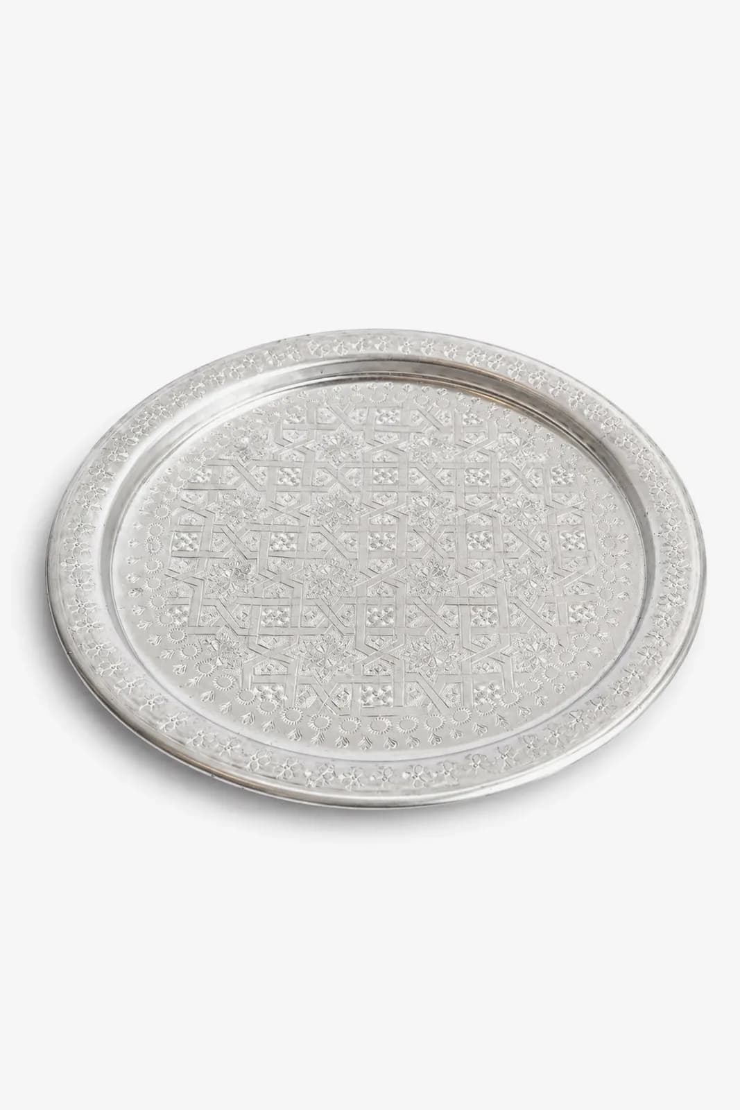 Plateau rond vintage en aluminium à fini métallique