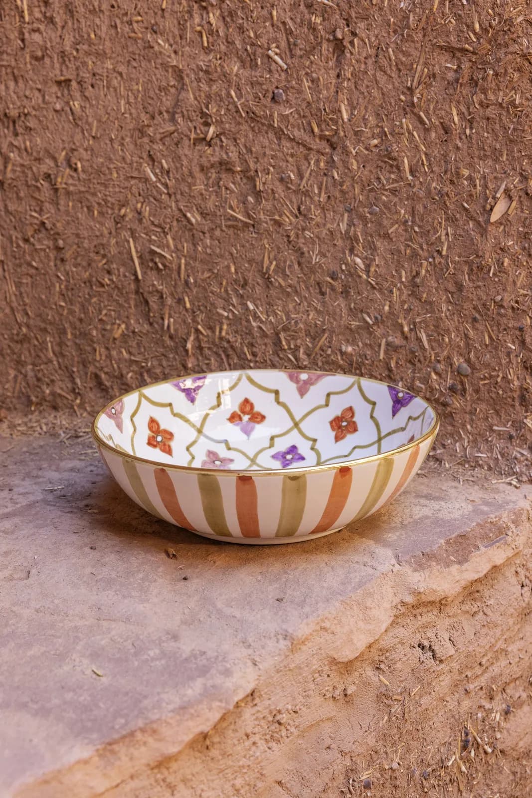 Saladier moyen en céramique marocaine avec décor en or 12 carats