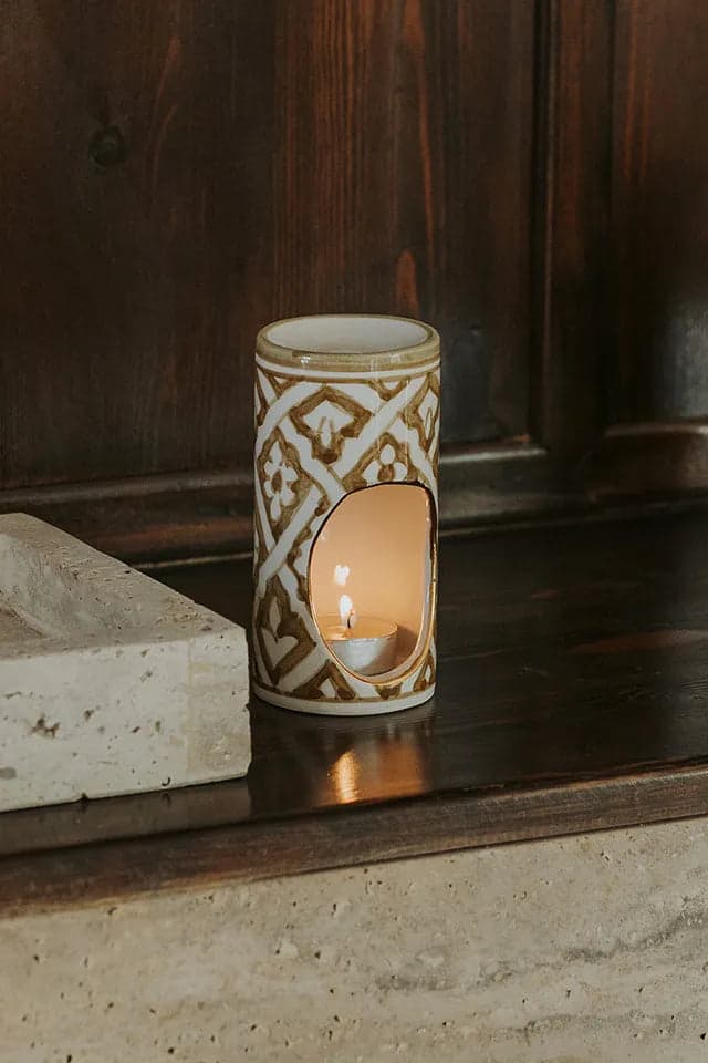 Diffuseur de parfum en céramique kaki gold fait main