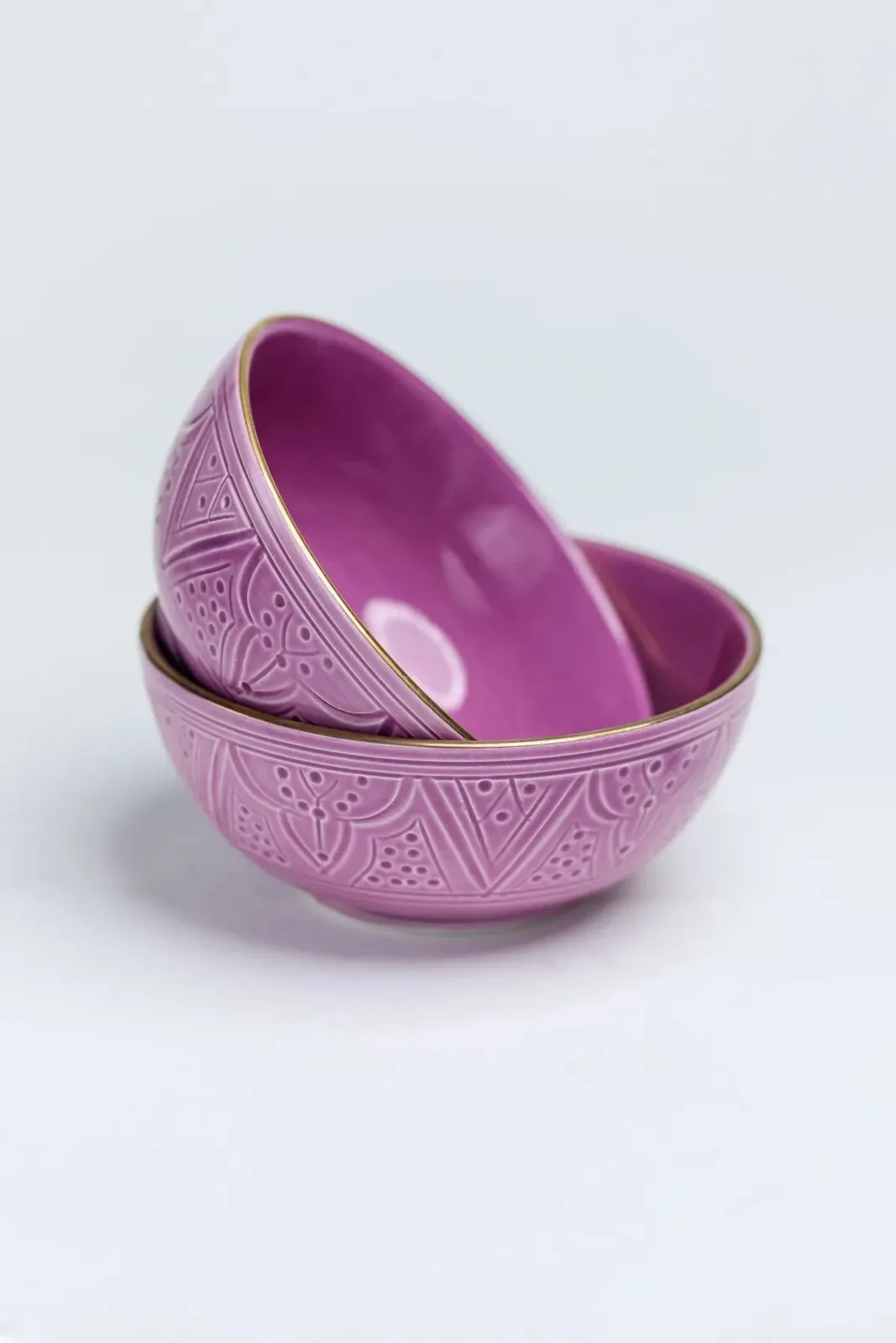 Petit bol bas en céramique artisanale marocaine couleur lilas