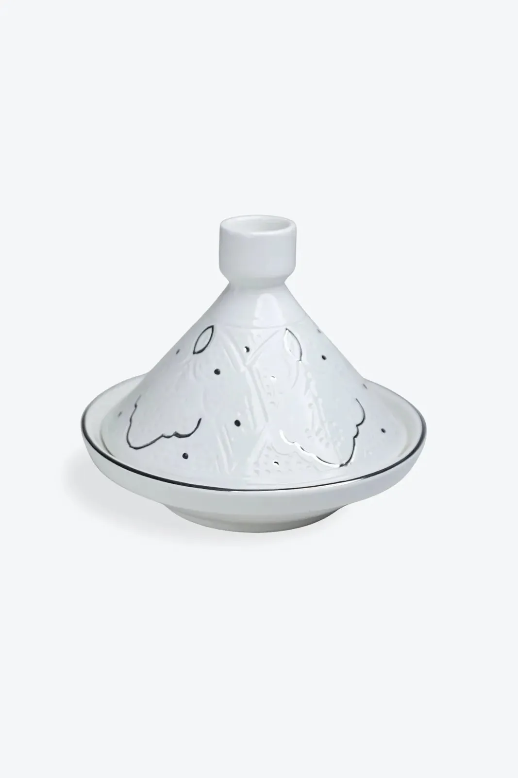Tajine en céramique artisanale marocaine avec décor argenté fait main