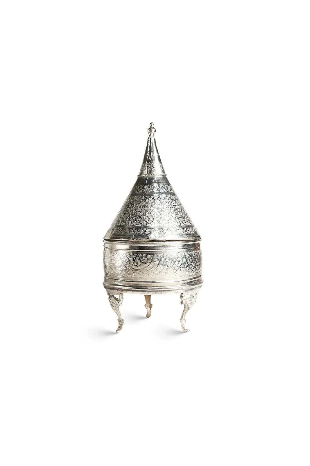 Boîte tajine vintage en céramique artisanale avec motifs arabesques