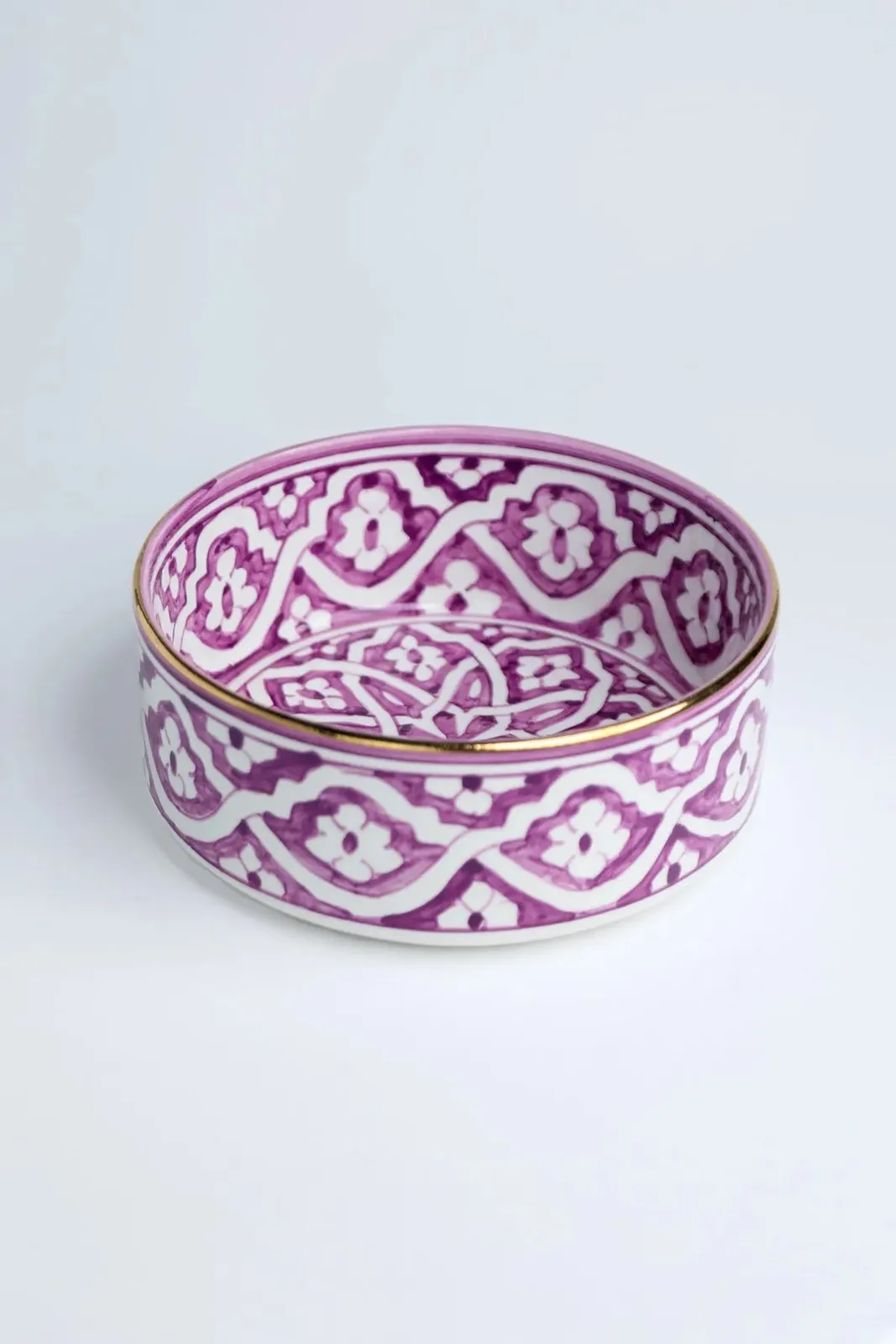 Saladier droit en céramique artisanale marocaine, décoration traditionnelle