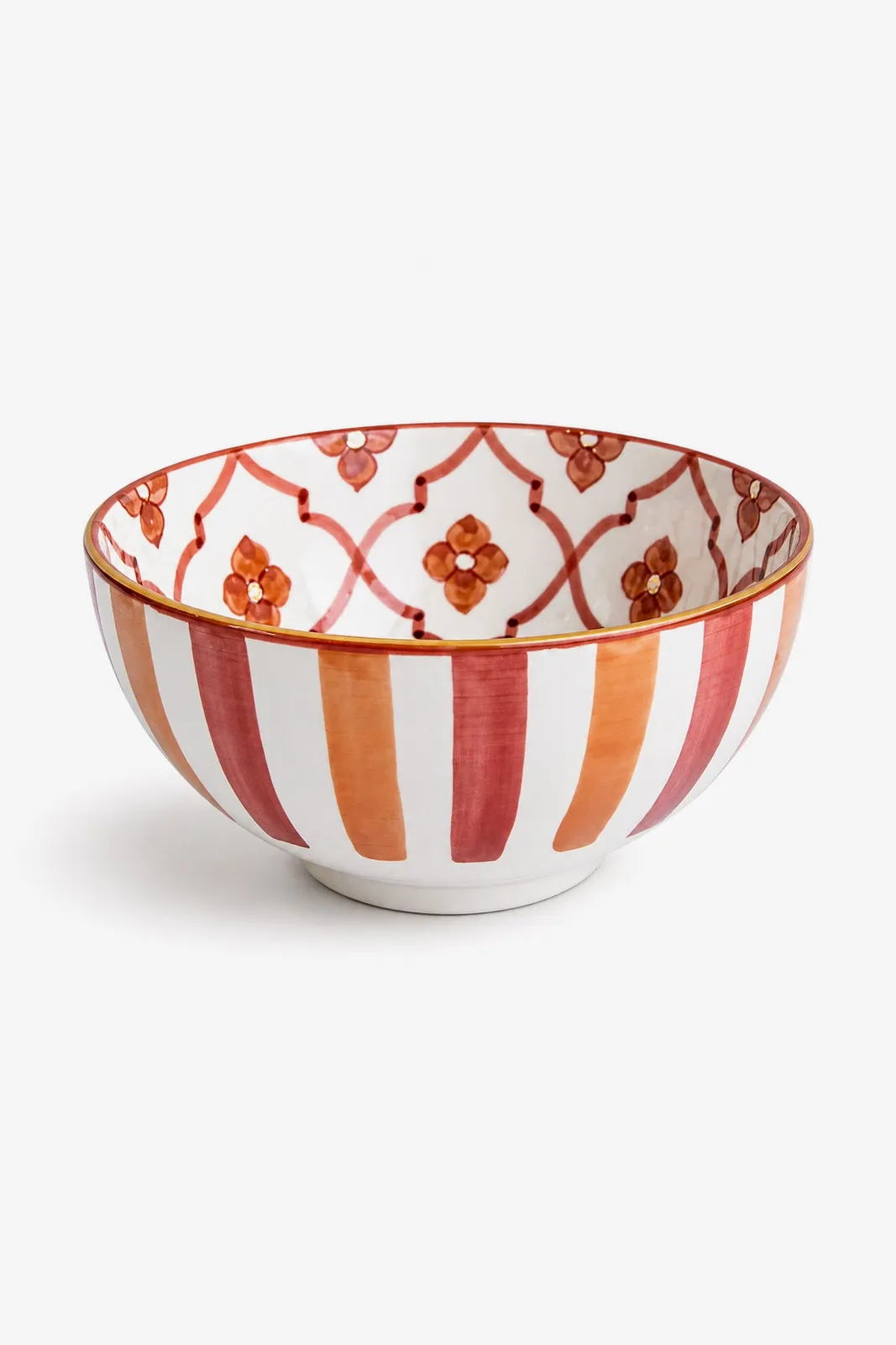 Saladier rond en céramique artisanale marocaine avec motifs traditionnels