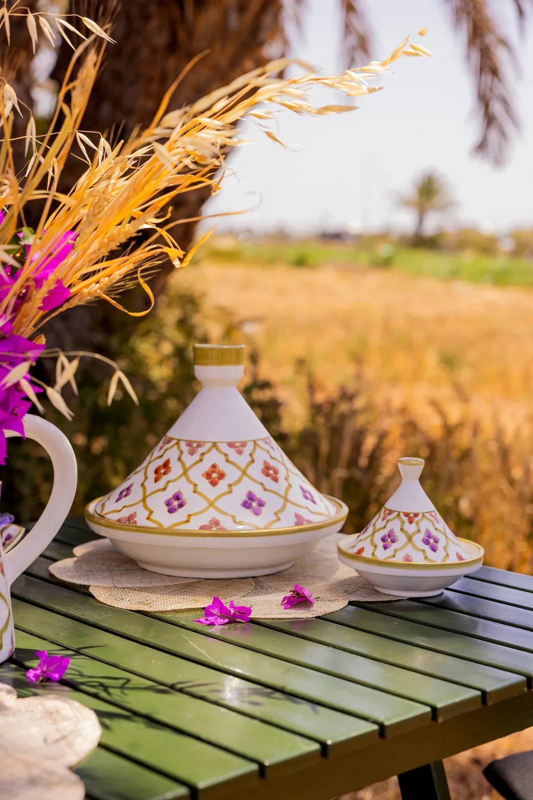 Grand Tajine marocain artisanal en céramique émaillée fait main