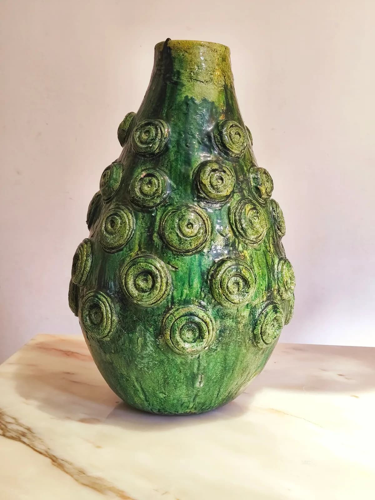 Vase en poterie verte traditionnelle de Tamegroute 53 cm