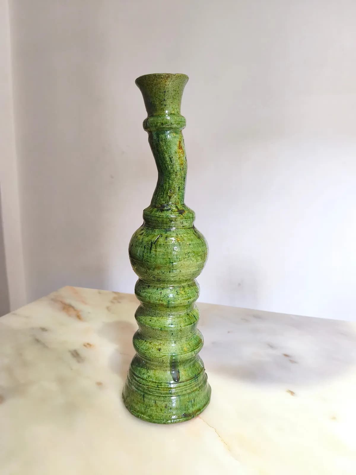 Bougeoir en céramique verte de Tamegroute, 45 cm, fait main