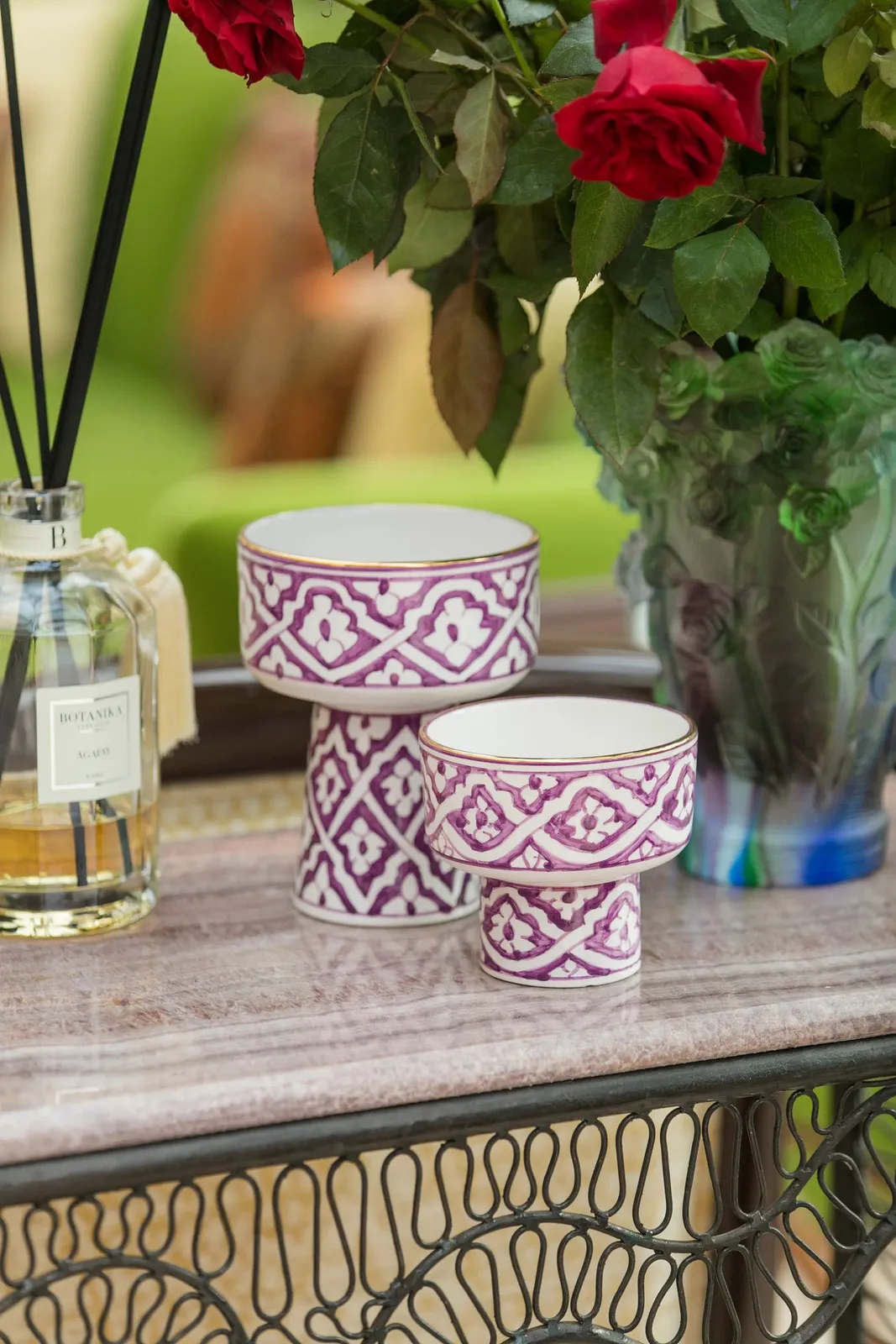 Bol apéritif Fassia Lilas en céramique artisanale marocaine, motif lilas